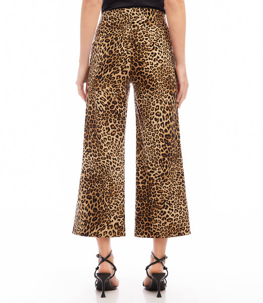 Karen Kane Womens Leopard Print Mid Rise Straight Leg Pants