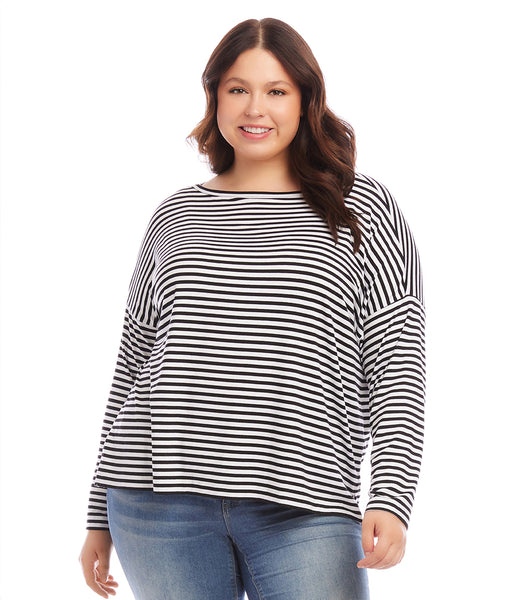 Karen Scott Plus Size Honolulu Stripes Boat-Neck Top, Created for