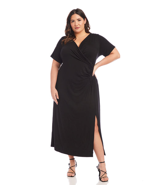 Black midi wrap dress plus outlet size