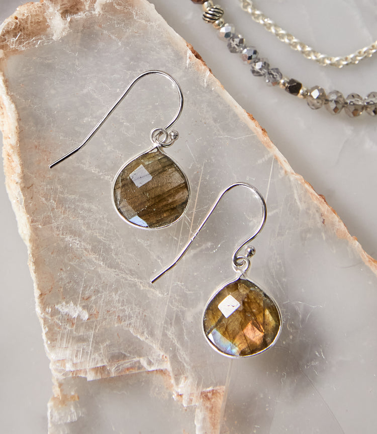 Gemstone Pear Drop Earrings