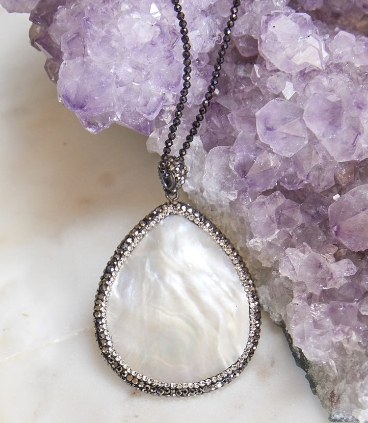 Large Mother of Pearl Pendant Necklace