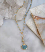 Beaded Aquamarine Pendant Necklace