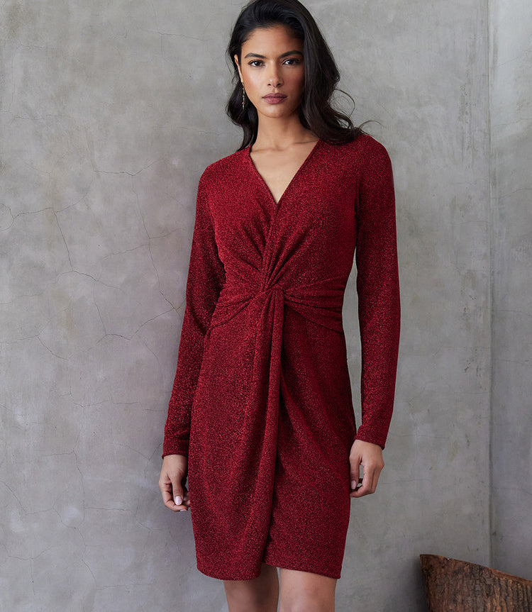 Red metallic dress on sale