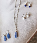 Pearl and Kyanite Drop Earrings