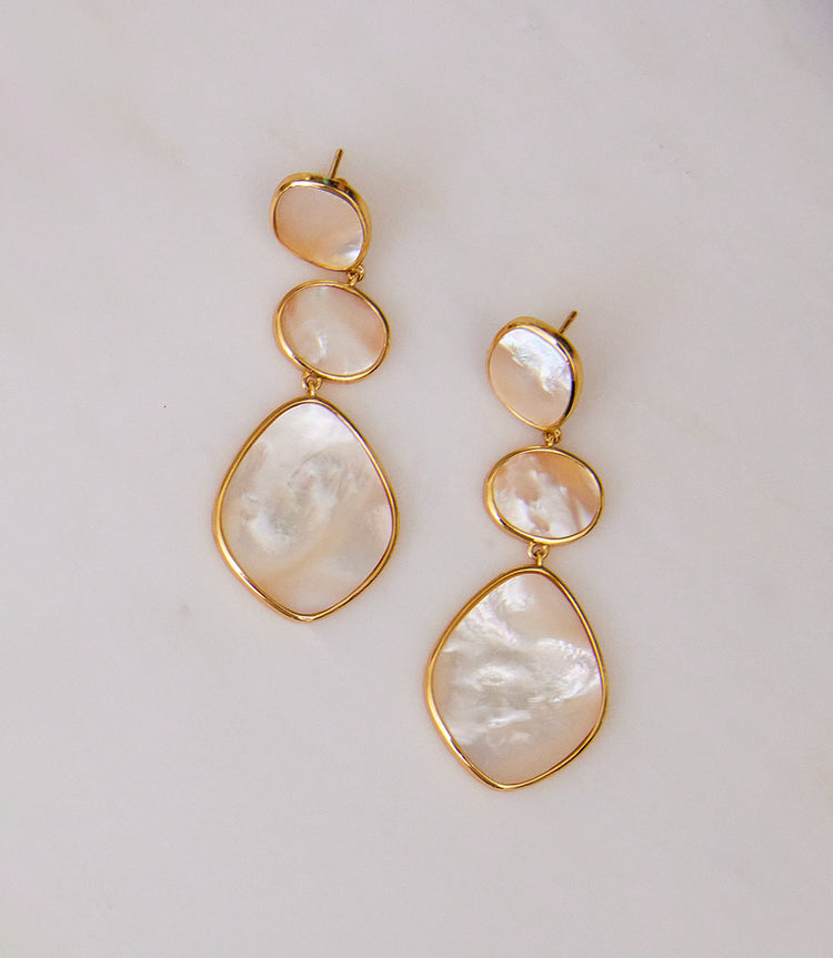 Mother of Pearl Three Drop Earrings