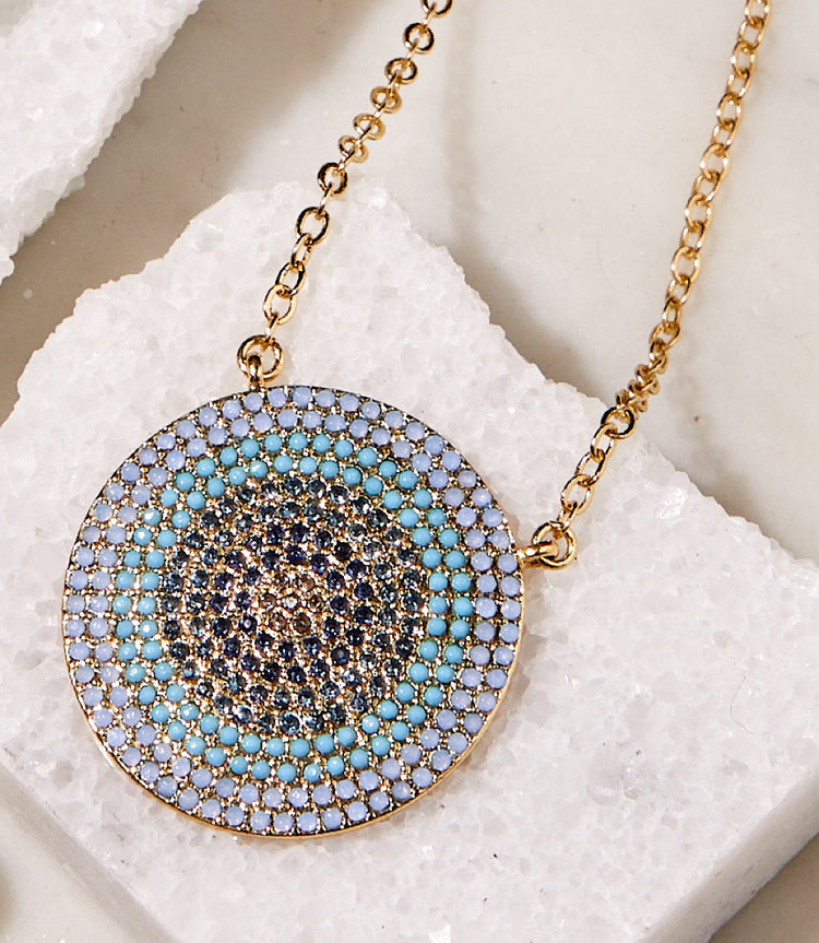 Ombre Pavé Disc Necklace