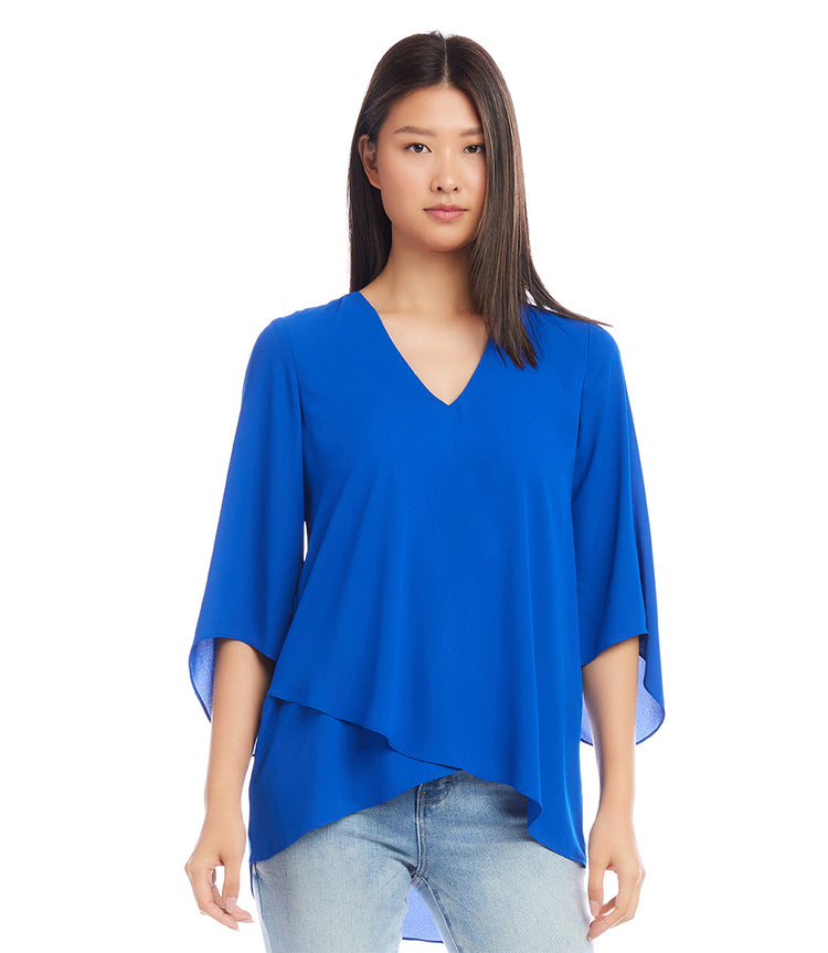 Petite Size Bracelet Sleeve Asymmetric Top