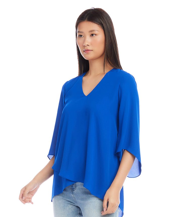 Petite Size Bracelet Sleeve Asymmetric Top