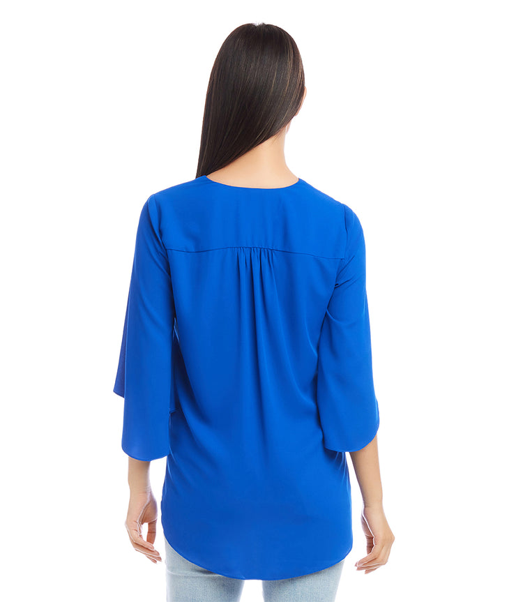 Petite Size Bracelet Sleeve Asymmetric Top