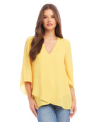 Petite Size Bracelet Sleeve Asymmetric Top