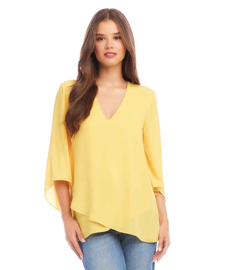 Petite Size Bracelet Sleeve Asymmetric Top