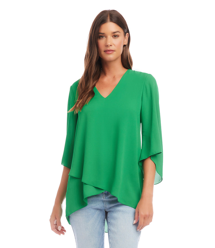 Petite Size Bracelet Sleeve Asymmetric Top