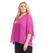 Plus Size Bracelet Sleeve Asymmetric Top