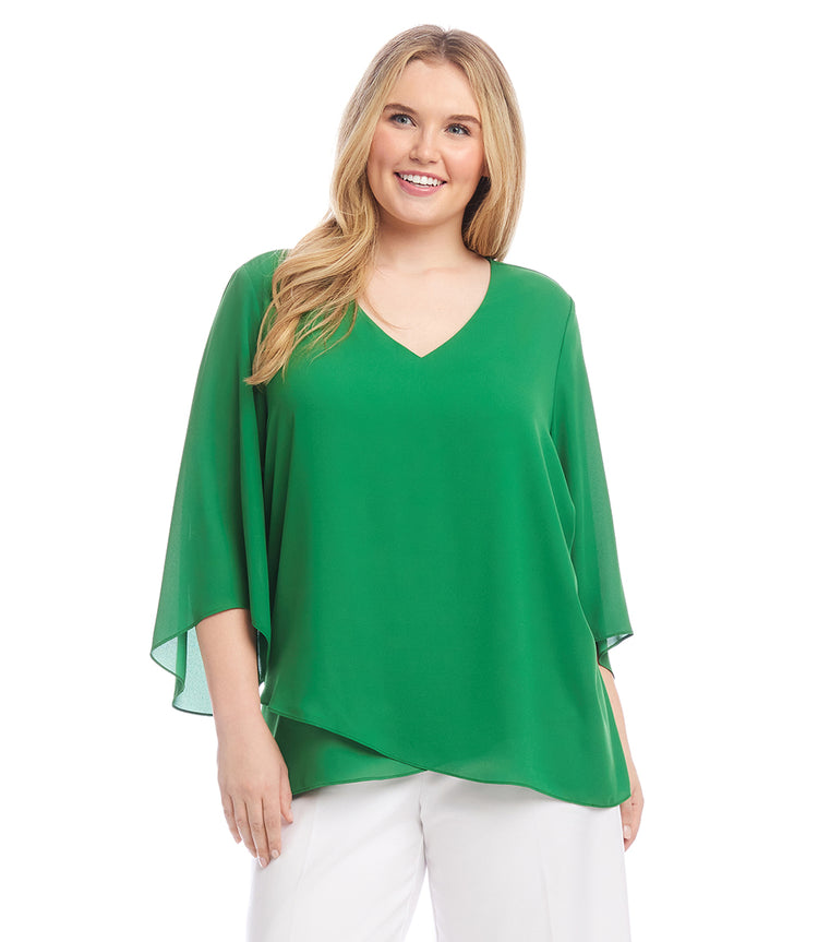 Plus Size Bracelet Sleeve Asymmetric Top