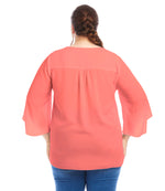 Plus Size Bracelet Sleeve Asymmetric Top