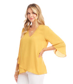Petite Size Bracelet Sleeve Asymmetric Top