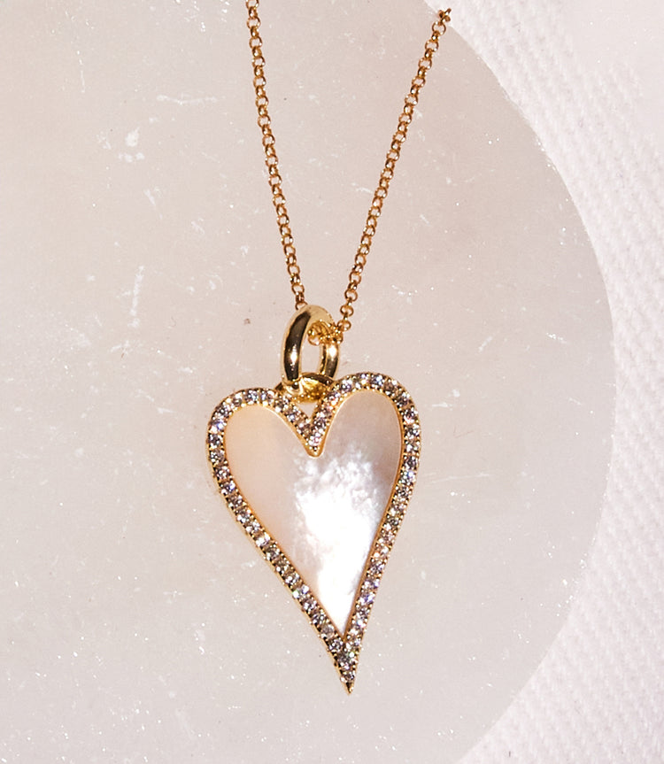 Pavé Mother Of Pearl Heart Necklace