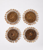 Rattan Seashell Coasters, Set of 4