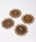 Rattan Seashell Coasters, Set of 4