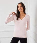 Ribbed Long Sleeve V-neck Top