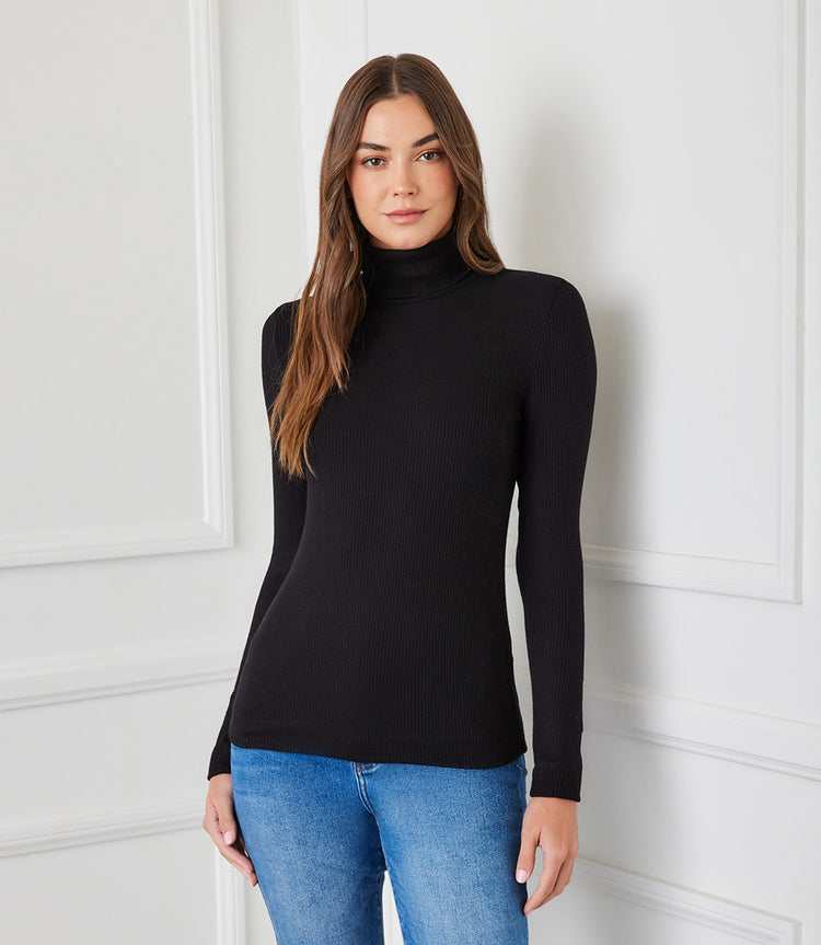 Ribbed Turtleneck Top