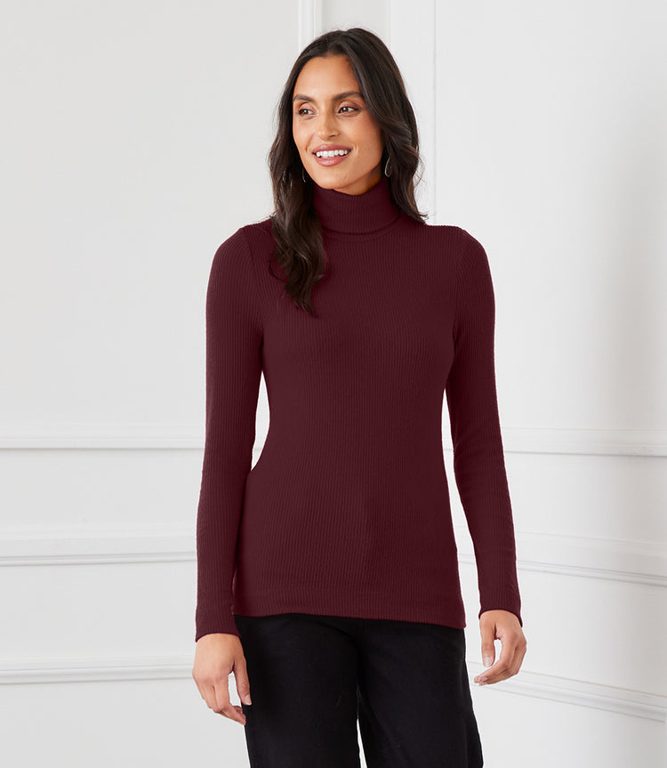 Ribbed Turtleneck Top