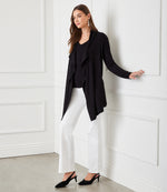 Ribbed Drape Front Cardigan