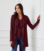 Ribbed Drape Front Cardigan