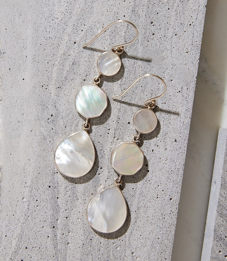 Triple Drop Mother of Pearl Earrings