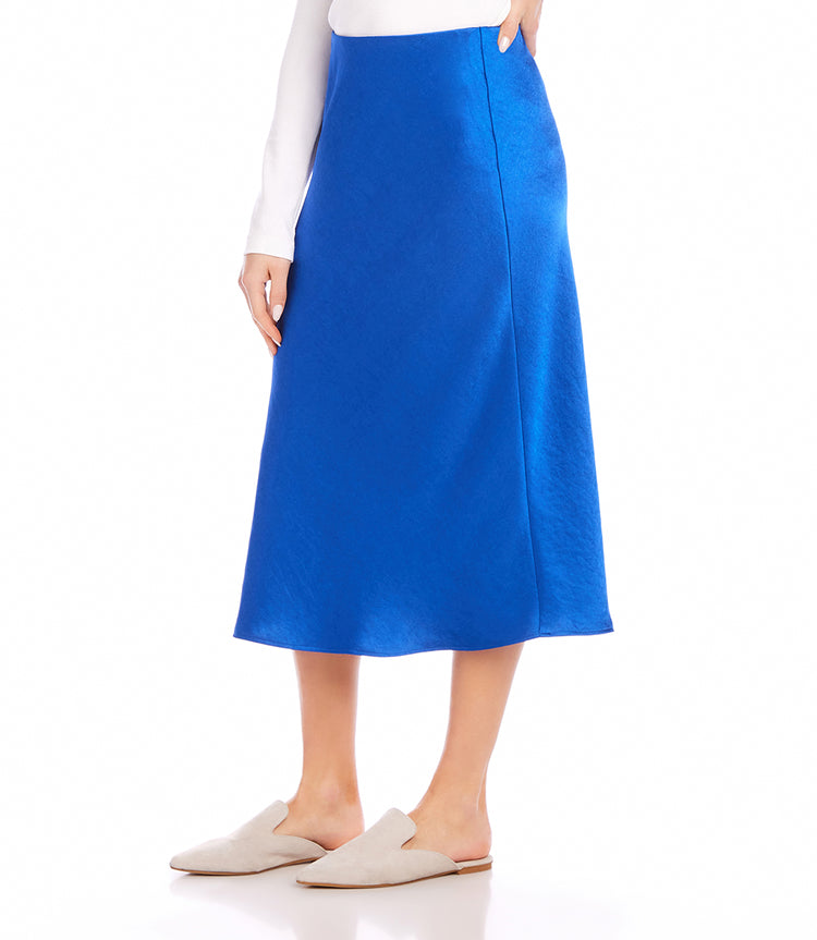 Satin Bias Cut Midi Skirt