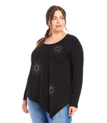 Plus Size Embellished Asymmetric Top