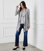 Ribbed Drape Front Cardigan