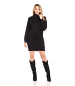 Faux Wrap Turtleneck Dress