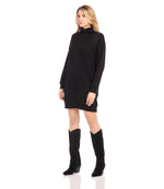 Faux Wrap Turtleneck Dress