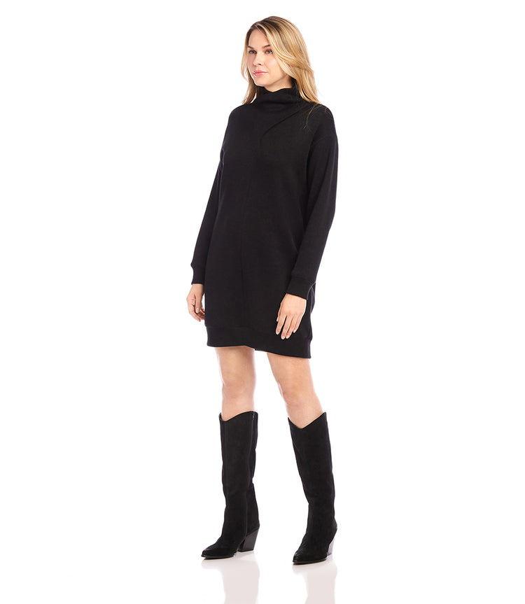 Faux Wrap Turtleneck Dress