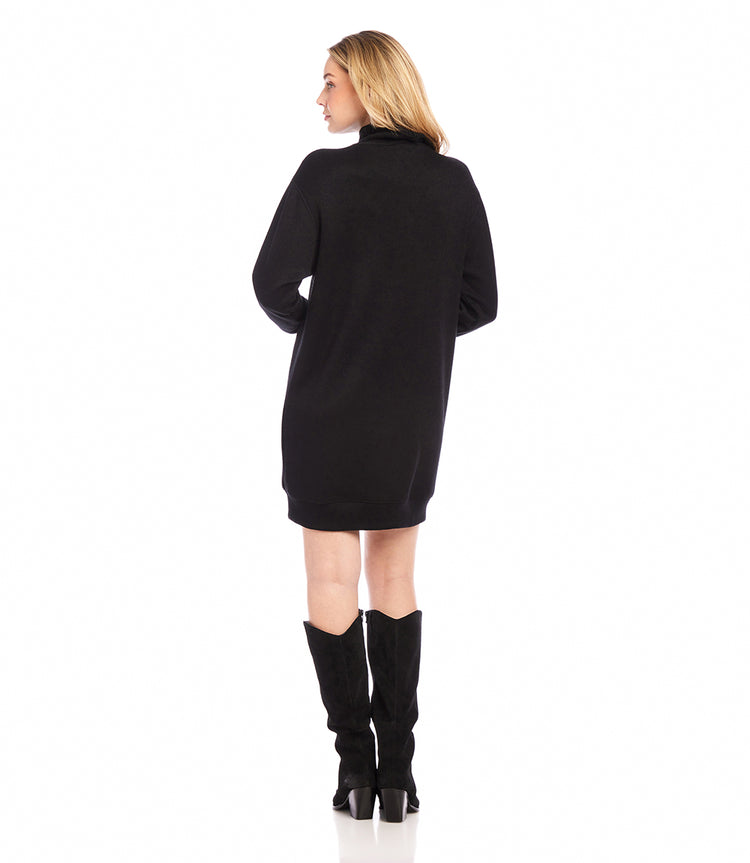 Faux Wrap Turtleneck Dress