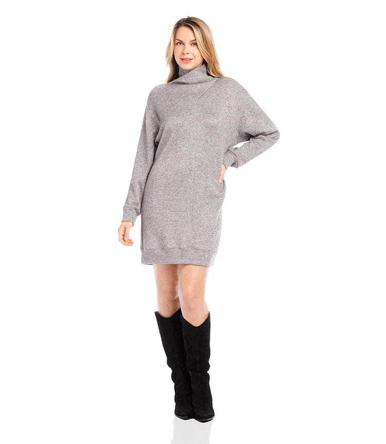 Faux Wrap Turtleneck Dress