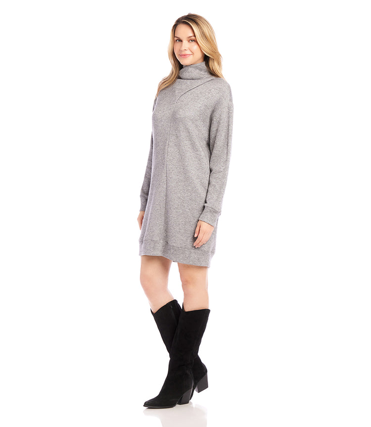 Faux Wrap Turtleneck Dress