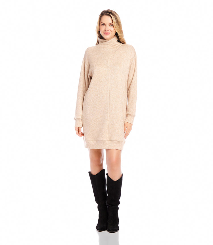 Faux Wrap Turtleneck Dress