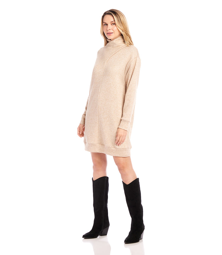 Faux Wrap Turtleneck Dress