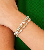 Beaded Gemstone And Pearl Stretch Bracelet