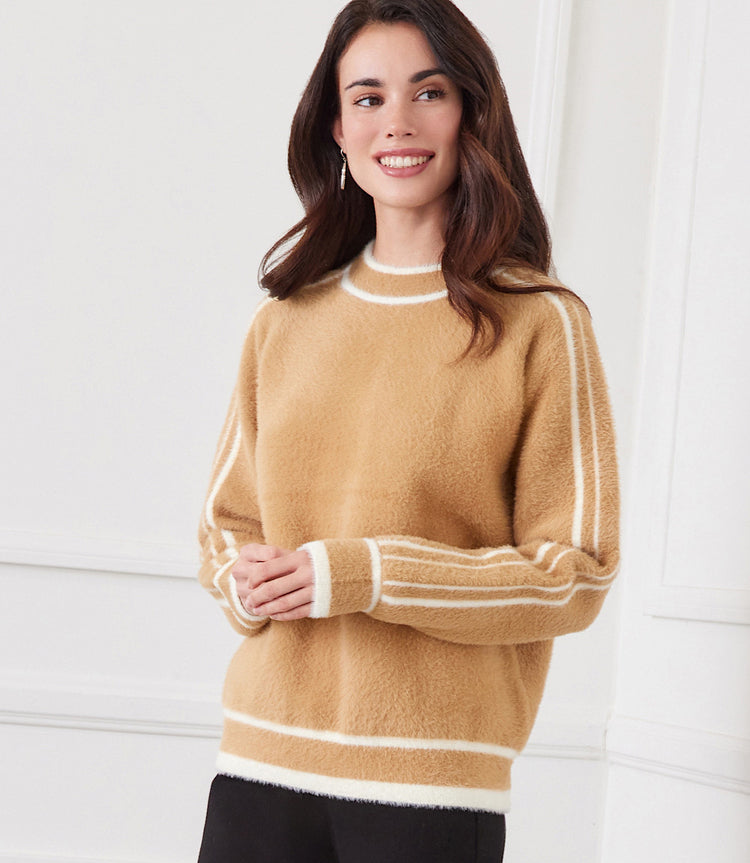 Camel Textured Sweater Karen Kane