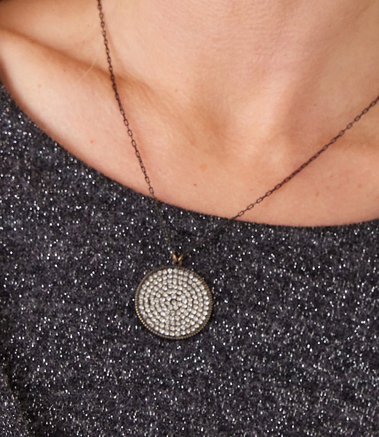 Large Pavé Disc Necklace