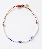 Blue and White Beaded Bracelet