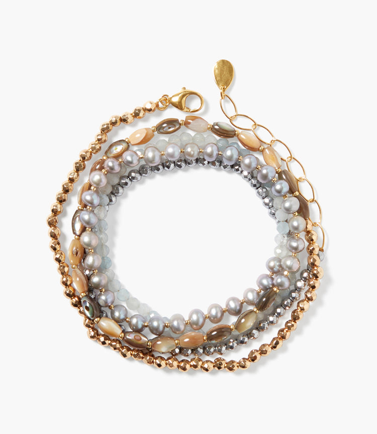 Chan Luu Stacked Pearl And Gold Bracelet