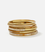 Golden Mix Horn Bangles, Set of 6