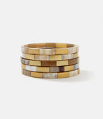 Tiled Gold And Horn Bangles, Set of 5