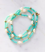 Beaded Gemstone And Pearl Stretch Bracelet