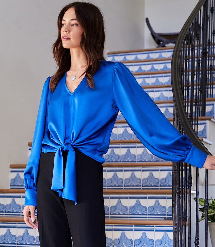 Tie-Front Satin Top