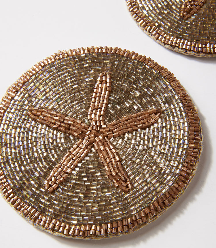 Beaded Starfish Coasters, Set of 2